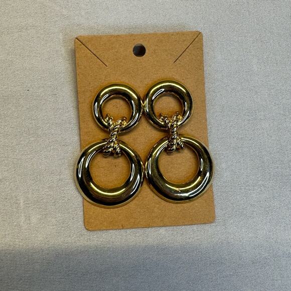 Circle Gold Tone Large Door Knocker Earrings Pierced - Picture 1 of 1